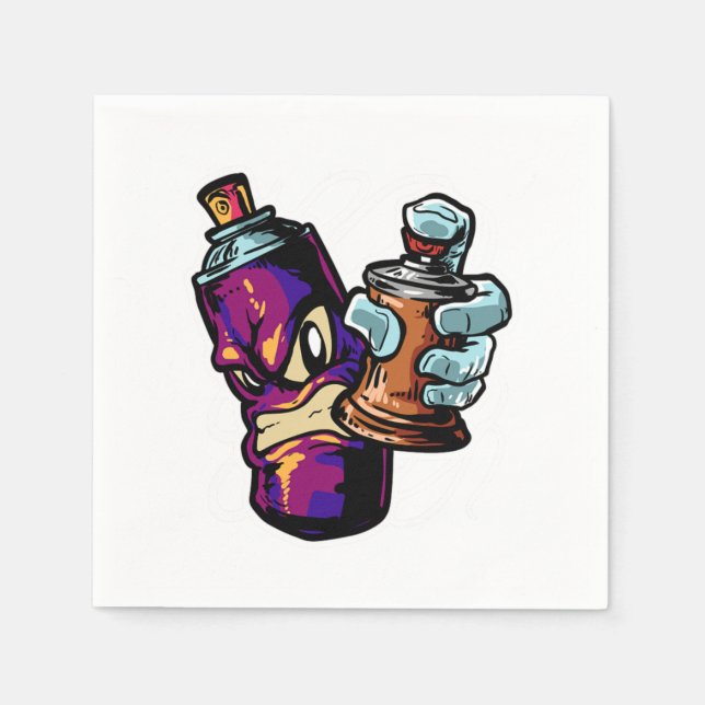 Graffiti Sprayer Street Artist Fat Cap Spray Can Napkins (Front)