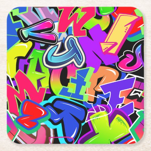 Graffiti Square Paper Coaster