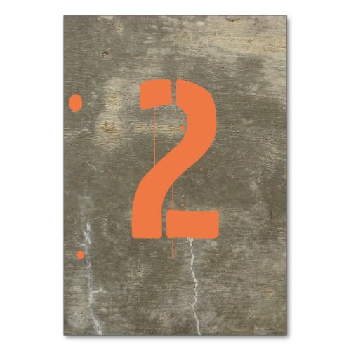 Graffiti Stencil on Concrete Table Numbers