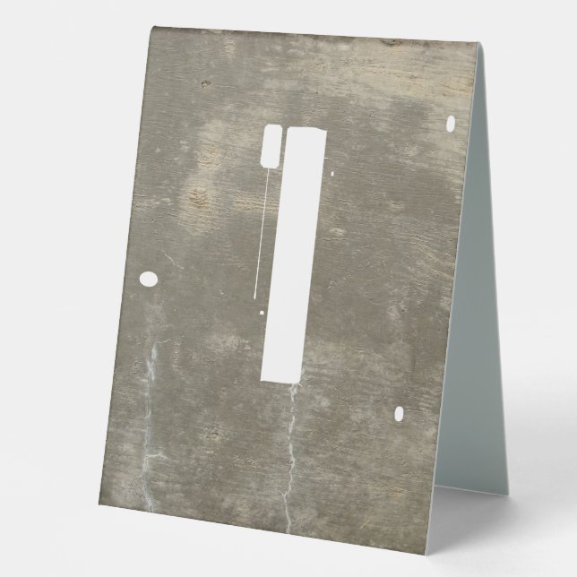 Graffiti Stencil on Concrete Table Numbers Tent (Front)