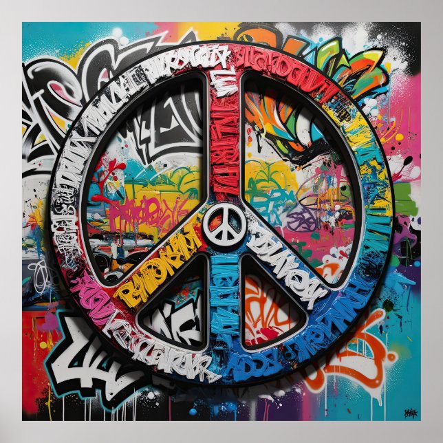 Graffiti Street Art A Canvas for Peace Symbols Poster (Front)
