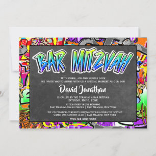 Graffiti Street Art Bar Mitzvah Custom Invitation
