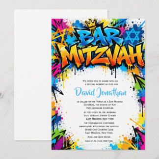 Graffiti Street Art Bar Mitzvah Custom Invitation