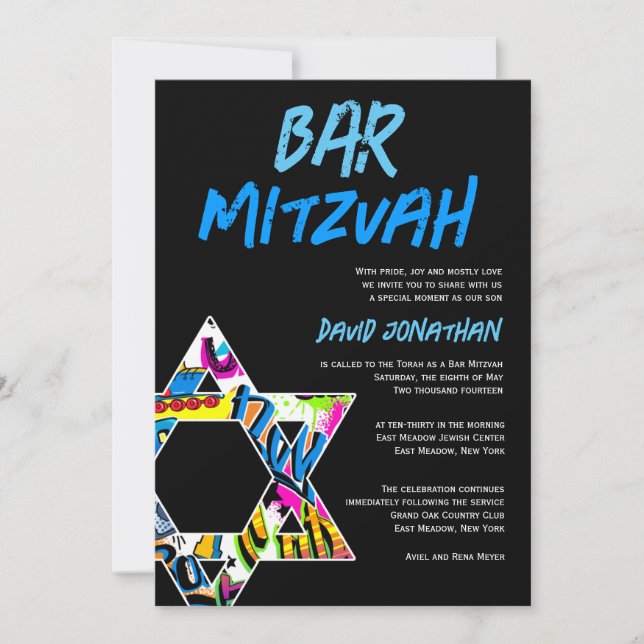 Graffiti Street Art Bar Mitzvah Custom Invitations (Front)