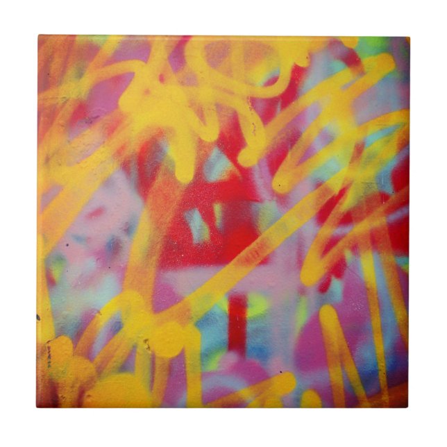Graffiti Street Art Ceramic Tile Yellow (Front)