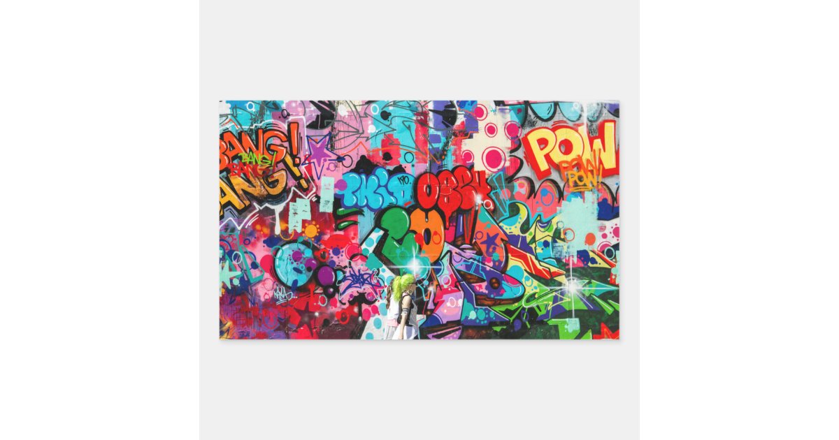 graffiti street art city rectangular sticker | Zazzle