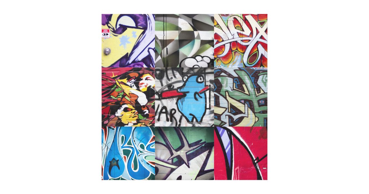 Graffiti (Street Art) Collage Canvas Print | Zazzle