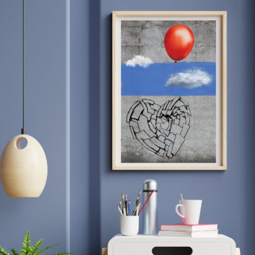 Graffiti Street Art Light_Heart red ballon Poster