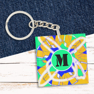 Graffiti Street Art Modern Colorful Monogrammed Keychain