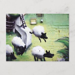Graffiti / Street Art Sheep Jumping Postcard