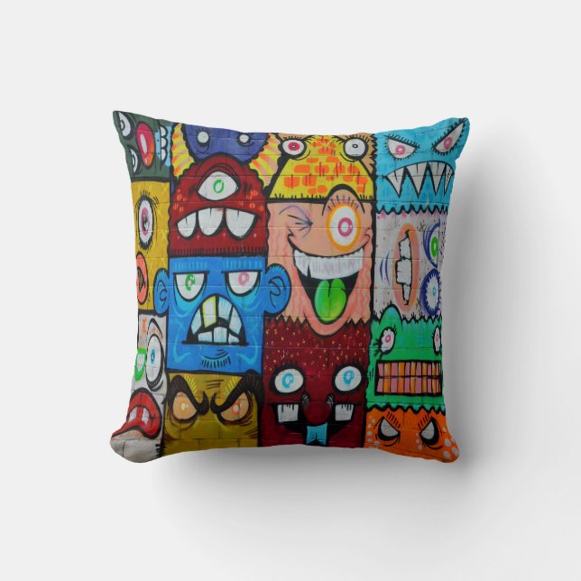 Graffiti street art throw pillow (Front)