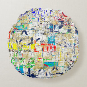 Graffiti street wall. Grunge wallart,street,backgr Round Pillow