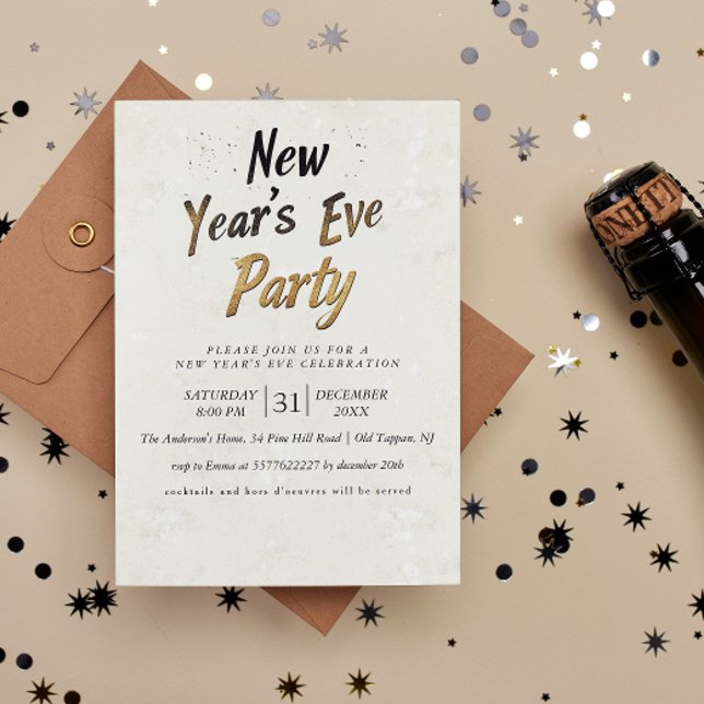 Graffiti Style Beige New Year's Eve Party Invitation (Creator Uploaded)