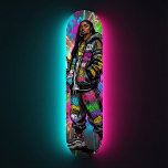 Graffiti Style Black Woman Portrait Skateboard<br><div class="desc">Elevate your skate game with this graffiti-style portrait deck! 🎨 Featuring a fierce Black woman in streetwear,  this vibrant design captures the essence of urban culture. Perfect for skateboarding or as a stunning piece of wall art! Ready to make a statement? 🛹✨</div>