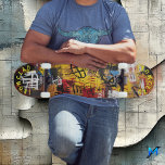 Graffiti Style Bold Abstract Design & Urban Vibe Skateboard<br><div class="desc">This skateboard features a dynamic, abstract graffiti design in vibrant tones of yellow, red, and black, layered with chaotic brushstrokes, crown motifs, and urban street art symbols. The bold, raw energy of the design perfectly captures the rebellious nature of street culture, making it ideal for skaters who want to stand...</div>