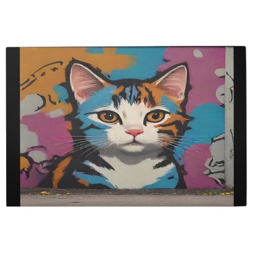 Graffiti style cat metal print