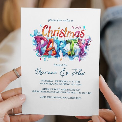 Graffiti Style Christmas in July Party Invitation