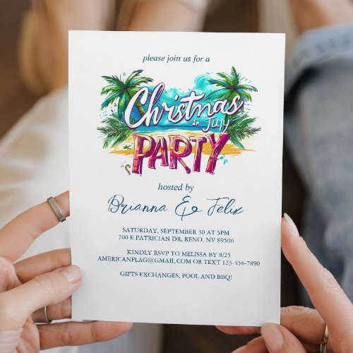 Graffiti Style Christmas in July Party Invitation