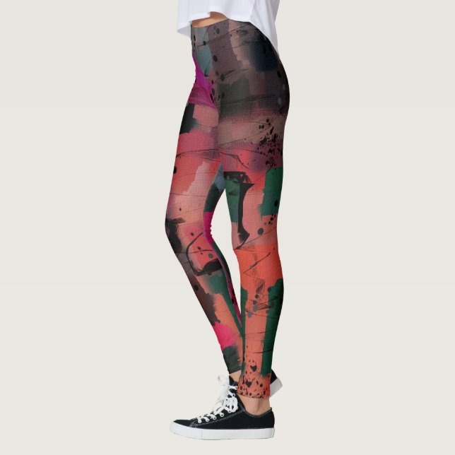 Graffiti Style Colorful Abstract Art Leggings (Left)