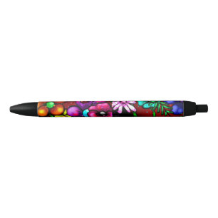 Graffiti Style Flowers & Ladybug Pink Purple Red Pen