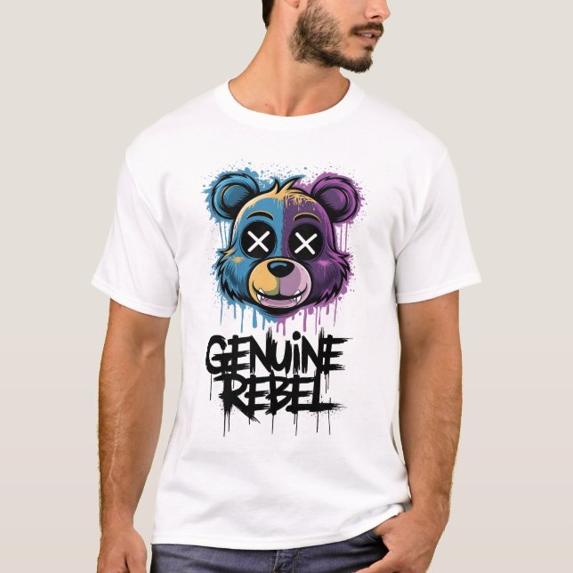  "Graffiti-Style Genuine Rebel Bear T-Shirt  (Front)