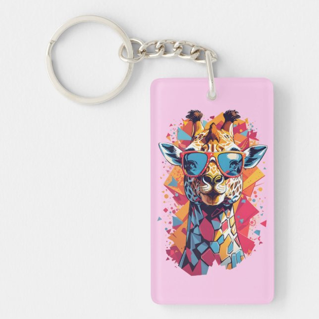 Graffiti Style Giraffe Portrait-58567 Keychain (Front)