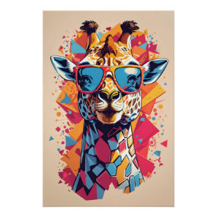 Graffiti Style Giraffe Portrait-58567 Poster