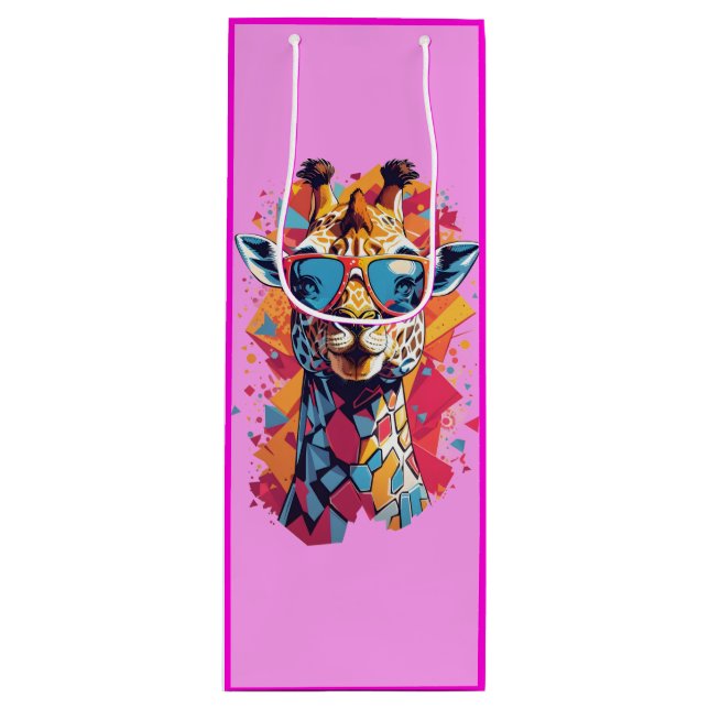 Graffiti Style Giraffe Portrait-58567 Wine Gift Bag (Front)