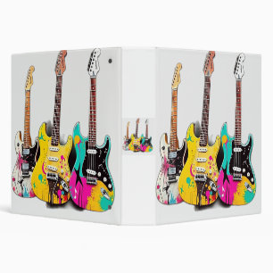 Graffiti Style Guitars with Musical Notes 3 Ring Binder