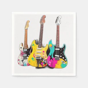 Graffiti Style Guitars with Musical Notes Napkins