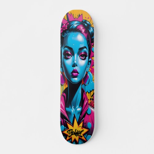 Graffiti style head skateboard