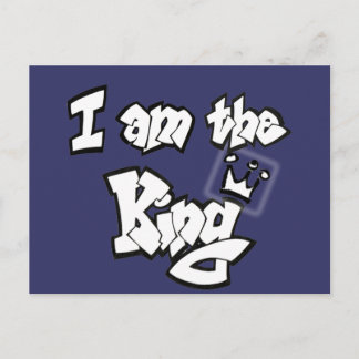 Graffiti Style "I am the King" with crown Postcard