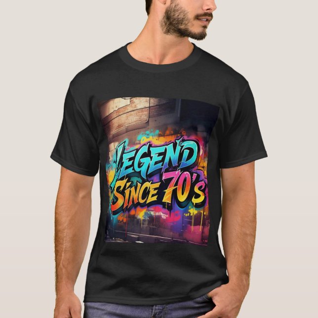 Graffiti-Style "Legend Since 70's Mens Tshirt (Front)