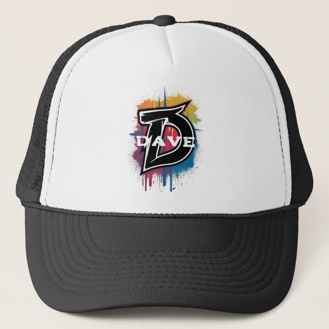 Graffiti Style Letter "D" Monogrammed Customizable Trucker Hat (Front)