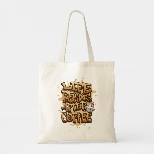  Graffiti Style Quote With Cute Kawaii Cat  Tote Bag