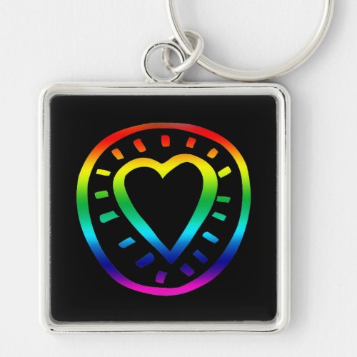 Graffiti Style Rainbow Heart Gay Lesbian Keychain