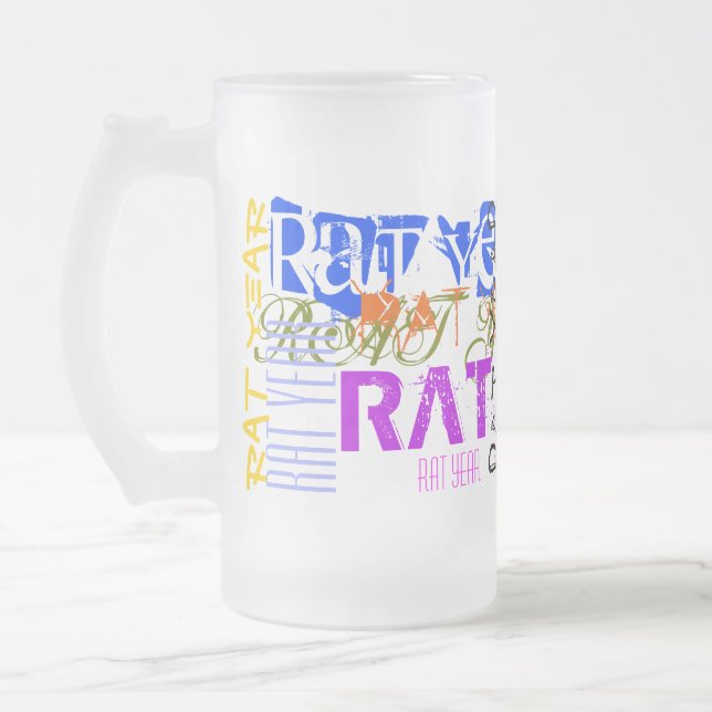 Graffiti style Rat Chinese Year Zodiac Glass Mug (Left)
