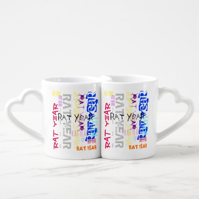 Graffiti style Rat Chinese Year Zodiac Lovers' mug (Front Nesting)