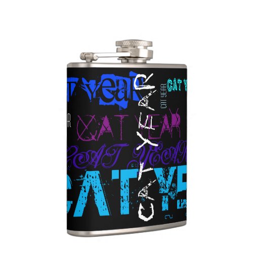 Graffiti style Repeating Cat Water Year Birthday F Flask