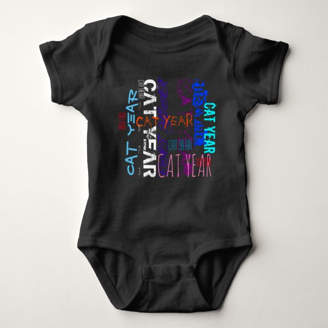 Graffiti style Repeating Cat Year 2023 Baby B Baby Bodysuit (Front)