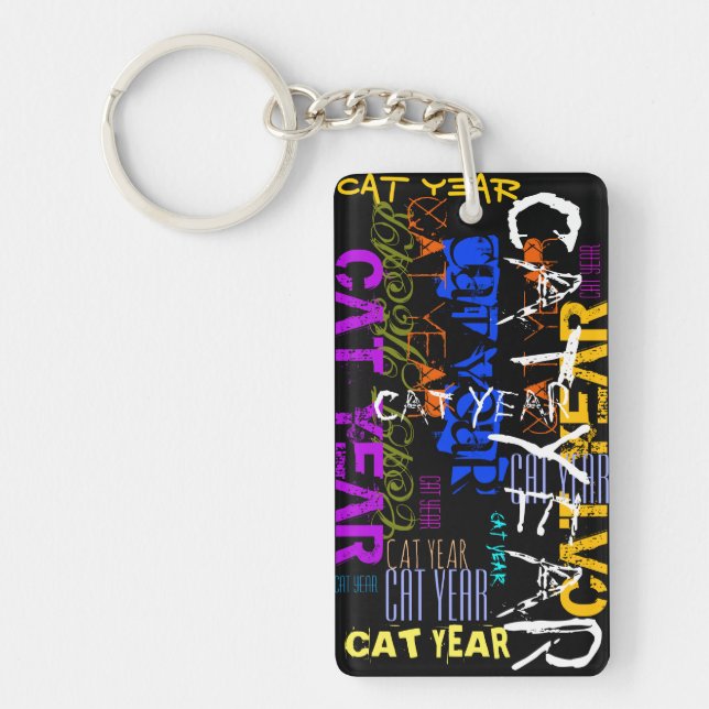 Graffiti style Repeating Cat Year 2023 Monogram K Keychain (Front)