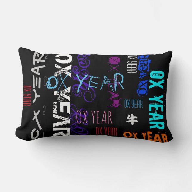 Graffiti style Repeating Ox Year 2021  Lumbar P Pillow (Front)