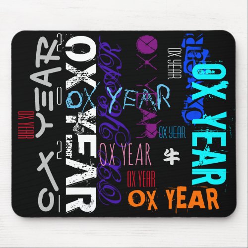 Graffiti style Repeating Ox Year 2021 Mouse Pad