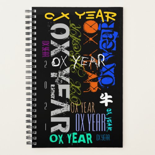 Graffiti style Repeating Ox Year 2021 Small P Planner