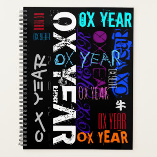 Graffiti style Repeating Ox Year 2021 Standard P Planner