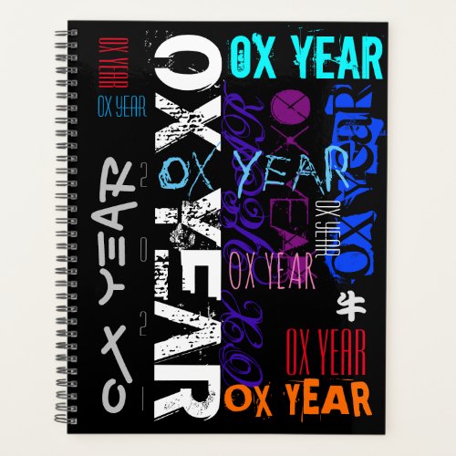 Graffiti style Repeating Ox Year 2021 Standard P Planner