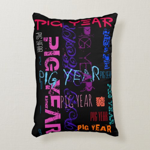 Graffiti style Repeating Pig Year 2019 Accent P Accent Pillow