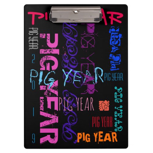 Graffiti style Repeating Pig Year 2019 Clipboard