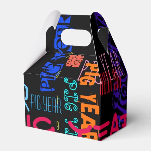 Graffiti style Repeating Pig Year 2019 Gable B Favor Boxes