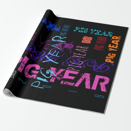 Graffiti style Repeating Pig Year 2019 Gift Paper